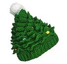 Kafeimali Unisex Christmas Winter Knitted Crochet Beanie Santa Hat with Beard Foldaway Bearded Caps (Green)