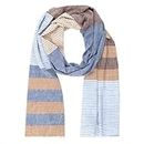 Lindenmann scarf men blue-beige/men scarf thin 55% cotton/ 45% viscose, men scarf blue-beige