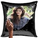 MUKESH HANDICRAFTS Imported Pillow (Black, 16x16 Inches) -1 Pillow Covers and 1 Filler, Polyester