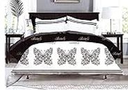 cushion mania Juego de funda de edredón y fundas de almohada para cama de matrimonio, tamaño king y king size, color negro y blanco