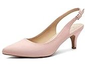 Greatonu Women's Pointed Toe Slingback Dress Court Shoes, Pink - 6 UK
