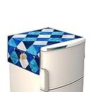 Padmansh® Designer Fridge/Refrigerator Top Cover with 6 Utility Side Pockets, Anti-Dust Cover, Durable, Size: 21 * 39 Inches (Blue Check)