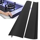 2 Pack Silicone Stove Counter Gap Cover, Cooker Gap Cover, Anti-Stain Cooker Gap Filler, Kitchen Stove Counter Gap Cover, Oven Gap Cover, Silicone Gap Cover for Kitchen Countertop Easy Clean (Black)