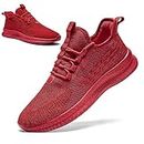 WYGRQBN Women Running Walking Shoes Fashion Sneakers Athletic Tennis Lace Up Breathable Gym Workout Jogging Casual Red US Size 9