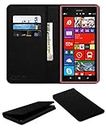 ACM Rich Leather Flip Wallet Front & Back Case Compatible with Nokia Lumia 1520 Mobile Flap Magnetic Cover Black