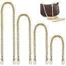 WACH AUF 4 Pieces Purse Chain Straps 120/100/80/40cm Gold Chain Bag Strap Metal Cross Body Handbag Bag Chain with Buckles Replacement Flat Chain Strap for DIY Shoulder Bag Accessories