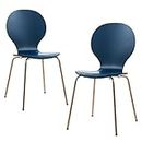 Versanora Vintage Stylish & Versatile Contorno Bentwood Set Of 2 Chairs-Blue/Rose Gold, Wood
