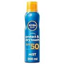 NIVEA SUN Protect & Dry Touch Refreshing Sun Mist Spray SPF50 (200ml), Water-Resistant Sun Spray, Immediate Protection Against UVA/UVB Rays, Sunburns and Premature Ageing (Packing May Vary)