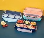Radhey Preet Plastic Material 1300ml Capacity Lunch Box with Air Tight and Leakproof | Available in Multi-Color | Color May Vary As Per Stock Availability | Spoon Available in a Pack (Designe 5)
