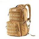TriPole Captain 25 Litres Tactical Standard Backpack With Molle Webbing And Carabiner (Khaki)