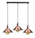 3 Head Modern Vintage Industrial Hanging Light Loft Style Metal Copper Ceiling Pendant Lampshade Fixture Home E27 Lighting Kit for Kitchen Island Living Room Dining Room