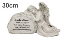 30cm SADLY MISSED MEMORIAL ANGEL Cemetery Ornament Statues Garden Sculptures VIC