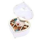 Ballerina Musical Jewelry Box Rotating Dance Girl Heart Shaped Jewelry Storage Case Music Box Gift (White)