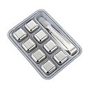 Niralasa 8Pcs Stainless Steel Whiskey Stones Ice Cubes with Tongs & Container - Food Grade Quick-Frozen Ice for Wine - Metal Ice Cubes for Chilling Red Wine