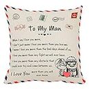 Kenon Personalized Pillow Covers to My Man Gift For Husband Chrismas Birthday Soft Solid Decorative Square Throw Pillow Covers Set Cushion Case for Sofa Bedroom Car