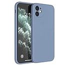 Mixroom - Cover Custodia Case per iPhone 12 Protezione Copre Fotocamera in Silicone TPU Morbido Opaco con Bordi Piatti Colore Blu Acciaio