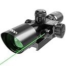 UUQ 2.5-10x40EG Green Laser Rifle Scope with Red/Green Illuminated Mil-dot - Green Lens Color, Tactical Scope for Gun Air Hunting Rifles, Includes Free 20mm Mount