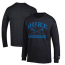Men's Champion Black Duke Blue Devils Icon Logo Lacrosse Long Sleeve T-Shirt