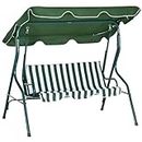 Outsunny 3-Seat Patio Swing, Outdoor Swing with Adjustable Canopy and Cushion for Garden, Poolside, Backyard, Green