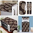 E-Retailer® Exclusive 3-Layered Polyester Combo Set of Appliances Cover (1Pc Fridge Top Cover, 3Pc Handle Cover, 1Pc Oven Top Cover and 1Pc Top Load Washing Machine Cover) (Brown Tree, Set of -6Pc)