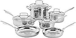 Cuisinart TPS-10 Professional Performance Tri-Ply 10-Piece Classic Cookware Set, Heat Surround Technology, Drip Free Pouring with Cool Grip Handles, Stainless Steel
