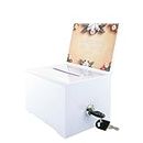 Donation Ballot Box with Lock - Secure Suggestion Box Perfect for Business Cards (white)