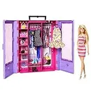 Barbie Ultimate Closet, Kleiderschrank mit über 15 Kleidern und Accessoires, Set zum Aufklappen, inkl. 1 Puppe, Geschenk für Kinder, Spielzeug ab 3 Jahre,HJL66