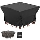 Velway Patio Table Chairs Set Cover Square Waterproof 74"Lx74"Wx28"H Outdoor Bistro Dining Set Cover Fire Pit Table Cover Furniture Cover Small Rectangle Ultra Windproof UV-Resistant