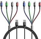 YTLUSN Multi Charging Cable 4A [10ft 2Pack] Multiple Fast Charger Cable Nylon Braided 4 in 1 Charging Cord Adapter with 2 * IP/Type C/Micro USB Ports for Cell Phones/IP (Black, 2Pack-3m)