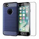 Asuwish Phone Case for iPhone 6 6s with Screen Protector Cover and Slim Cell Accessories Protective iPhone6 Six i6 S iPhone6s iPhine6s iPhones6s i Phone6s Phone6 6a S6 Women Men Carbon Fiber Blue