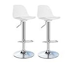 Aarpee Furnitures REVOLVING Height Adjustable BAR Stool/Kitchen Chair Suitable for Kitchen, Cafeteria, Dining,Pubs, Office,Shops - Pair of 2 (Pearl White)