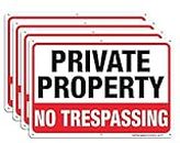 Private Property No Trespassing Metal Sign (4 Pack), 10 x 7 Inches Rust Free .040 Aluminum Sign – Reflective – Weatherproof - Easy to Mount - Indoor or Outdoor Use
