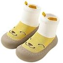 Exemaba Rutschfeste Sockenschuhe Baby kinderschuhe Babybodenschuhe 1 Paar(Gelb Weiß,Tag23/18-24M)