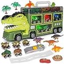 Aoskie Dinosaur Toys for Kids 3 4 5 Year Old, 18 in 1 Dinosaurs Truck Cars with Roar Sound & Lights, Kids Toys Birthday for Children Boys and Girls