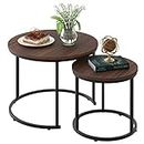 aboxoo Coffee Table Nesting Side Set of 2 End Table Top Sturdy Metal Frame Desk Centerpiece Living Room Bedroom Apartment Modern Industrial Simple Nightstand