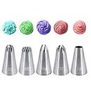5 Pieces Piping Nozzles Kit Stainless Steel Large Piping Tips Cake Piping Nozzles Tips Nozzles for Decoration DIY Icing Tool for Cream Cupcake Cookie Decorating
