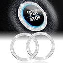 LivTee 2 PCS Crystal Double Rhinestone Car Engine Start Stop Decoration Ring, Bling Car Interior Accessories for Women, Push to Start Button Cover/Sticker, Key Ignition & Knob Bling Ring, White