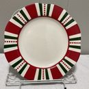Pier 1 Imports “Christmas Stripes” Salad Luncheon Plate 9” Scalloped Ironstone