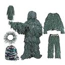 Goetland 5pcs Airsoft Ghillie Suit Adult 3D Camouflage Hunting Apparel Camouflage Clothing Gilly Woodland Forest Desert For Men Youth
