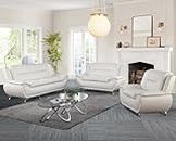 GEBADOL Leather Sofa Set,Living Room Furniture Sets,3 Pieces Sofa Set, Leather Couch for Living Room/Apartment/Office(Sofa+Loveseat+Chair,White)