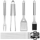 QH 10 Pack BBQ Barbecue Tool Set, Stainless Steel Outdoor Barbecue Grill Utensils Set with Storage Bags for Picnics and Outdoor Activities…