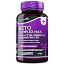 Keto Complex Max – Huile TCM, Thé Vert, Vitamines et Minéraux – Compatible avec des régimes pauvres en Glucides et régimes Cétogène (Keto) – 120 Gélules – Fabriqué au Royaume-Uni par Nutravita