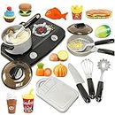 20 PCS Kitchen Playsets, OMGOD Play House Toy Breakfast Stove Pots Utensils and Pans Food Pretend Cookware Cooking Play Kitchen Set Playset for Kids Girl Boy Toddlers Birthday for Girl