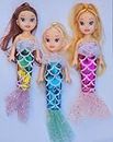 Cri8Hub 3Pcs Magical Mermaid(Jal-Pari) Rubber Doll Toys for Kids Large Eye- Doll Set for Girls- 20 CM Cute Realistic Dolls for Girls, Cute Dolls for Girls (3 Pcs, Multicolor) (Dress Color May Vary)