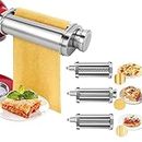 Pasta Maker Attachments for Kitchenaid Mixer Accessories, Pasta Roller and Cutters for Kitchen Aid/Cuisinart Mixers, Noodle Maker Stainless Steel 3 Pcs Water Washable with Brush