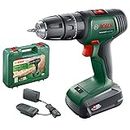 Bosch Home & Garden 18V Cordless Impact Hammer Drill Driver With 1.5ah Battery, Charger and Case, 2 Speed, 20 Torque Settings, 10mm Chuck, 34Nm