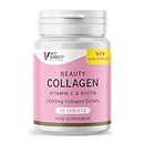Vit Direct - Beauty Collagen Tablets (Plus Biotin) - 60 Tablets - Two Month Supply - Daily Supplement - for Healthy Hair, Skin & Nails - High Strength - Collagen Supplements for Women