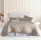 CleverPolly Vintage Washed Microfibre Quilt Cover Set (3Pcs) - Ultra Soft, Comfy, Luxurious Duvet Cover with Zipper Closure - Elegant Quilt Cover Set for Bedding - Linen - Super King Size
