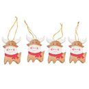 Tiny Deer,'Set of 4 Hand-Painted Holiday Deer Albesia Wood Ornaments'