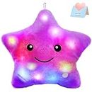 WEWILL 13'' Creative Twinkle Star Glowing LED Night Light Plush Pillows Stuffed Animals Toys Birthday Christmas Holiday Valentines Gifts for Toddlers Girls(Purple)